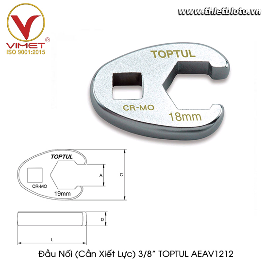Đầu Nối (Cần Xiết Lực) 3/8” TOPTUL AEAV1212