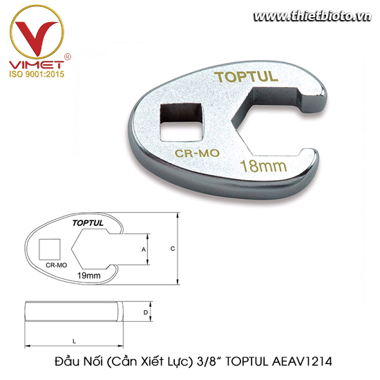 Đầu Nối (Cần Xiết Lực) 3/8” TOPTUL AEAV1214