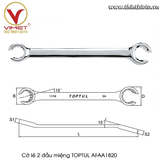 Cờ lê 2 đầu miệng TOPTUL AFAA1820