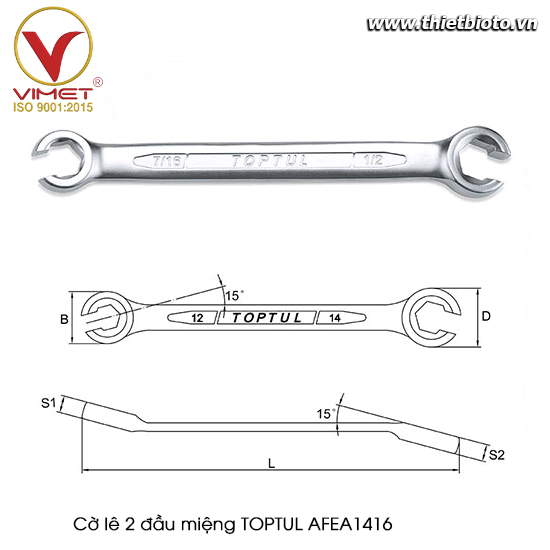 Cờ lê 2 đầu miệng TOPTUL AFEA1416
