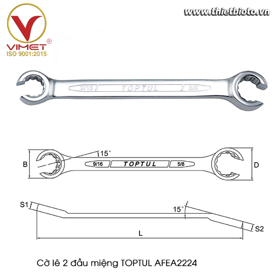 Cờ lê 2 đầu miệng TOPTUL AFEA2224