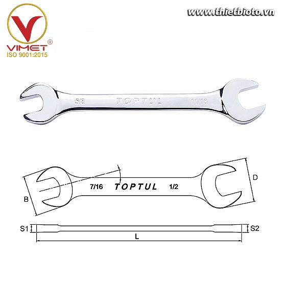 Cờ lê 2 đầu miệng toptul ACAJ1012